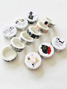 1 Roll Cute Cat Decorative Washi Tape, Suitable For Scrapbooking, Planner Decoration, Stationery - Multicolor - View 2