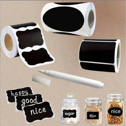 [120+ Reusable Waterproof Chalkboard Labels With Chalk Marker Pen - Removable Stickers For Storage Containers, Mason Jars, Bottles, Pantry, Office Supplies, Christmas Gifts, Party Favors, Back To School]