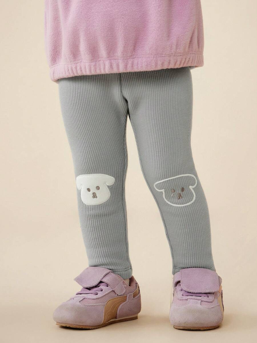 mini bala Girls High Waist Fleece Leggings Winter 2025, Soft Skin-Friendly Thermal Pants - Medium Gray - View 1