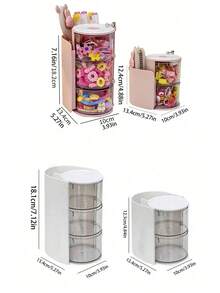 1 件多层旋转收纳盒，带隔层、夹子、头带、头带架、防尘展示盒、梳子、眼镜、刷子、铅笔、简单实用的 PET 材质珠宝盒，是生日、性别揭秘派对、婚礼、派对、同事、朋友和家人、返校的完美礼物