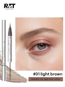 Romantic Beauty RMT 2-In-1 Eyebrow Pencil Set - Deep Brown Eyebrow Pencil - Waterproof Long-Lasting Formula - Dual-Ended Fine Tip Eyebrow Pencil + Eyebrow Brush - Suitable For Warm Tones/Dark Eyebrows - 01淺棕色 - 查看 8