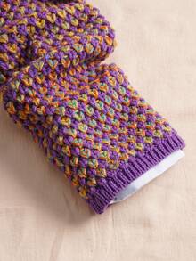 Áo len nữ dệt kim họa tiết ombre hình học - Tay dài, chất liệu dệt kim thoải mái, phù hợp cho mùa thu/đông | Mặc thường ngày, chất vải mềm mại. - Màu tím - Xem 6