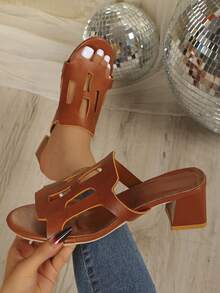 2025 Sommer Neue Offene Plateau-Absatz High Heel Sandalen Damen Halbschuhe, Europäischer Stil - Braun - Übersicht 16