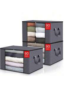 大容量收纳袋，可折叠衣物收纳盒，加固提手收纳盒，适用于收纳衣物、毯子、床上用品、枕头和玩具（灰色） - 大容量带提手收纳袋 - 卧室和衣橱整理收纳盒，多功能收纳盒，带提手的卧室衣橱衣物整理收纳盒，学习用品收纳袋 - 彩色 - 查看 18