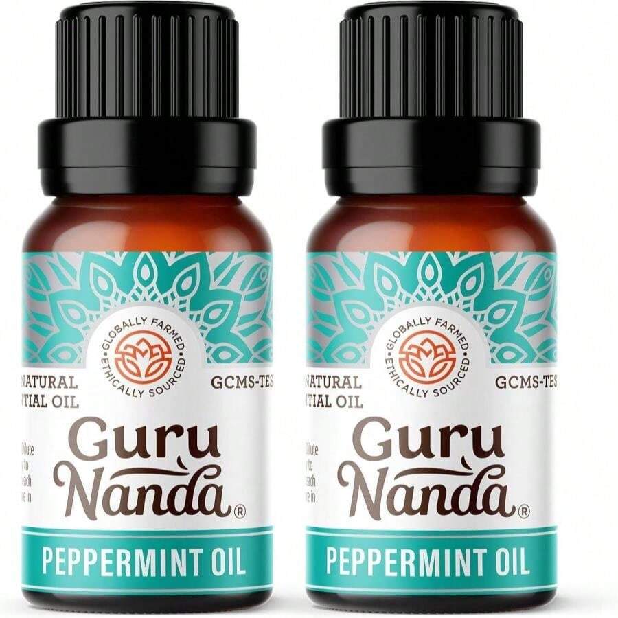 GuruNanda Peppermint Essential Oil, 100% Pure, Natural &Amp; Undiluted Aromatherapy Oil For Diffusers &Amp; DIY Recipes, Invigorating Scent Supports Focus And Clarity (2X0.5 Fl Oz) - MàuH - Xem 1