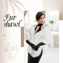 1pc Fashionable Versatile Faux Fox Fur Shawl, Bridal Wedding Shawl, Solid Color Faux Fur Suitable For Daily Wear