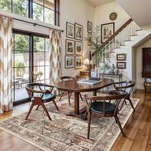 9x12 Area Rugs Living Room - Large Boho Stain-Resistant Rugs With Non-Slip Backing, Vintage Design Bedroom, Beige/Brown, Home Decor Floor - 磚 - 查看 3