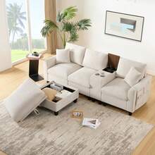 Sofas & Couches - Beige + Corduroy + 4 Seat - View 1