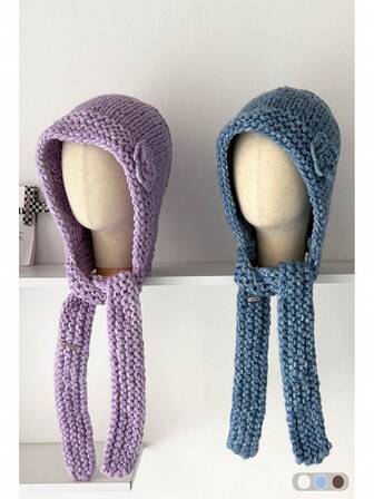 Ny handgjord stickad mössa med 3D-blommor och paljetter för kvinnor, varm och smickrande, höst/vinter, mössa med tofsar och öronskydd