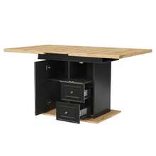 Extendable Dining Table, 110 X 80 X 75 Cm. Suitable For Dining Rooms, Kitchens Or Patios. Extendable Wooden Dining Table With A Length Of Up To 140 Cm. Seats Up To Six People. Tabletop With H - Natural Wood - View 7