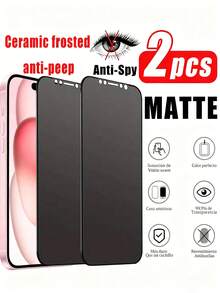Matte Ceramic Privacy Screen Protector (2pcs), Compatible With 9H, Privacy Matte Screen Protector, Suitable For IPhone 18/17/16 Pro Max/16E/16 Plus/15 Pro Max/14/13/12/11/XR/X/XS/7/8, Anti-Fingerprint Matte Screen Protector (6.1 Inch), Full Coverage Ceramic Matte Screen Protector, Privacy Screen Protector, Phone Accessories, Suitable For Phone Cases - Black - View 28