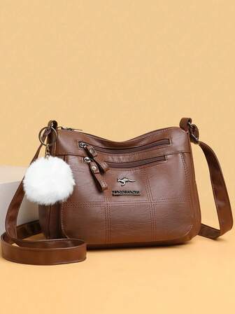 Borsa in morbida pelle multistrato, borsa a spalla e a tracolla versatile e casual per donne di mezza età, grande capacità