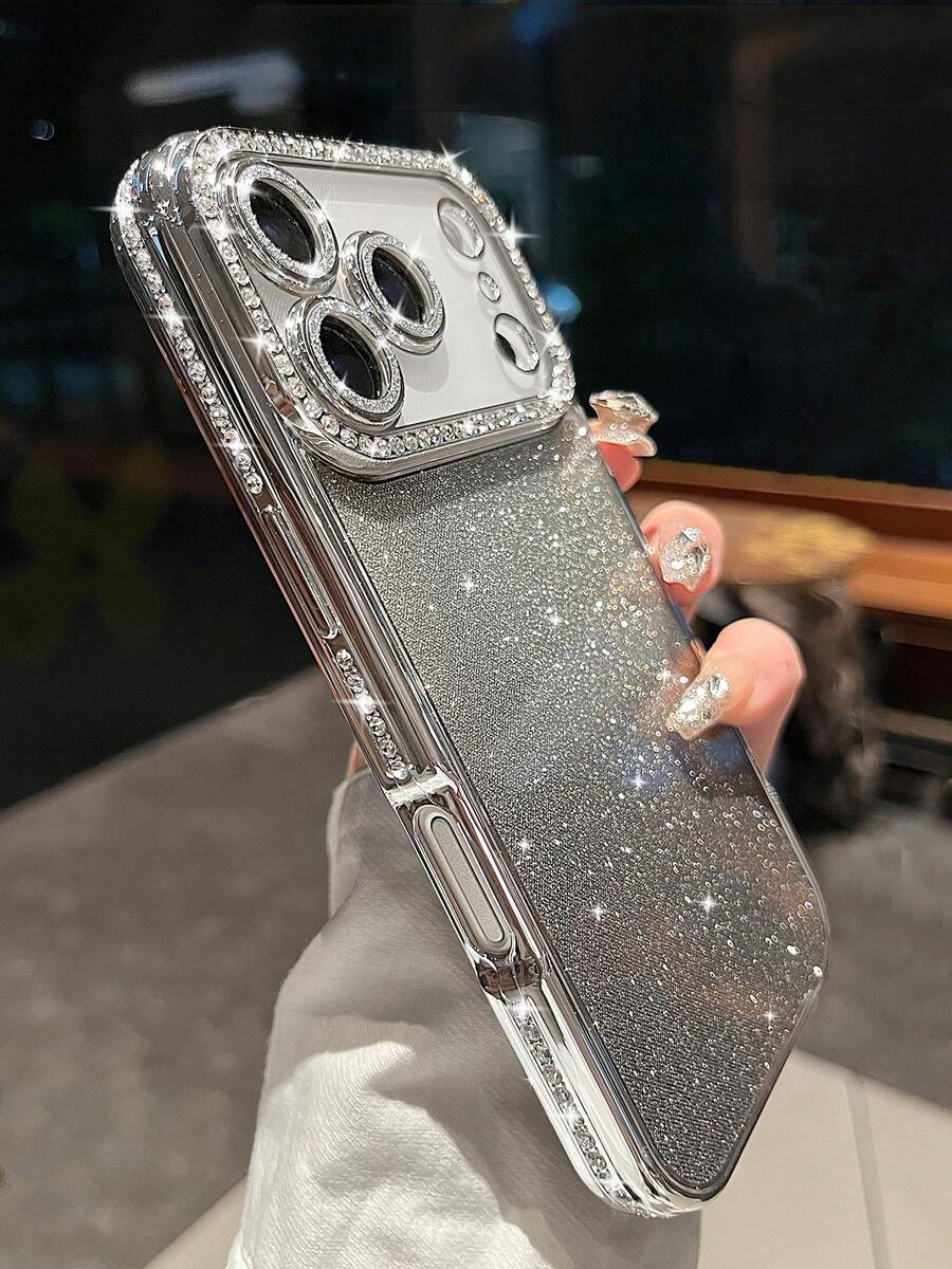 Casing Ponsel Apple Mewah Berlapis Perak dengan Hiasan Berlian Imitasi dan Glitter, Kompatibel dengan iPhone 17 Pro Max/17 Pro/17 Air/17/16 Pro Max/16/16 Pro/16 Plus/15/15 Pro Max/15 Pro/15 Plus/11/12/13/14 Pro Max/12 Pro/12 Pro Max/13 Pro/13 Pro Max/14 Pro/14 Pro Max/14 Plus, Desain Minimalis dan Lembut