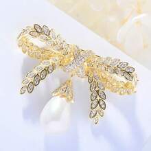 Vintage Waterdrop Bowknot Brooch Pin For Women, Elegant Rhinestone Corsage Jewelry, Perfect For Weddings, Parties, And Formal Events