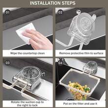Kitchen Sink Strainer Basket With Filter Bag, Food Waste Filter Basket, Suction Cup Folding Vegetable & Fruit Washing & Drying Rack - Multicolor - View 6