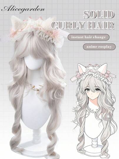 alicegarden 1 Piece Of Synthetic Heat-Resistant Curly Hair, Long Wig With Bangs, 28 Inches Long Woven Natural And Realistic Wig For Daily Use (Excluding Accessories)