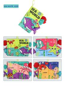 高对比度沙沙作响婴儿书（0-6个月），互动感官婴儿玩具（0-12个月），触觉探索婴儿书（0-6个月），汽车安全座椅旅行必备品，新生儿发育礼物 - 彩色 - 查看 6