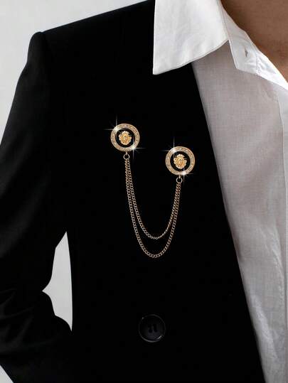 1pc Vintage Palace Style Rhinestone Lion Head Brooch Pin, Suitable For Party, Banquet And Daily Wear