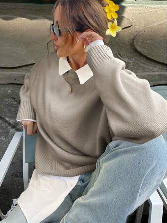 Suéter amarillo mostaza de mujer de estilo minimalista y elegante para otoño/invierno, apropiado para uso casual, de negocios, de viaje y de resort. Versátil, estilizador y de estilo coreano