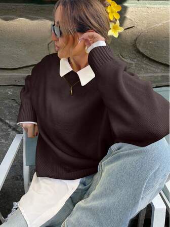 Friform Höst/Vinter Dam Senapsgula Tröja, Mode Minimalistisk Business Casual Pendling Elegant Resort Varm Lyxig Mångsidig Bantning Victory Day Damtopp Söt Koreansk Stil