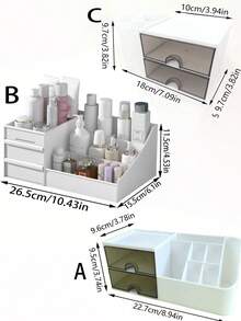 منظم مستحضرات التجميل ذو سعة كبيرة مع أدراج - صندوق تخزين مكياج محمول للشفاه والعناية بالبشرة، بلاستيك متين، صندوق تخزين مستحضرات التجميل، صينية الخزانة، أكثر من حجرة واحدة - أبيض - مشاهدة 4