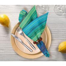 Ramanta Home 1OO% Cotton Dinner Napkin 12-Pack Of Salsa Stripe Oversized 20x20 Inch Best For Cocktail And Everyday Use Mitered Corners & Generous Hem - Teal Multi,20x20SalsaNapkin,TealMulti - 青色 - 查看 3