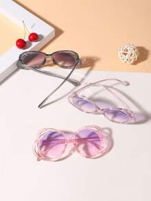 3 piezas Gafas de moda con marco hueco de mariposa para niñas de 6 a 12 años, adecuadas para salidas de vacaciones, fiestas y como regalo - Multicolor - Ver 4