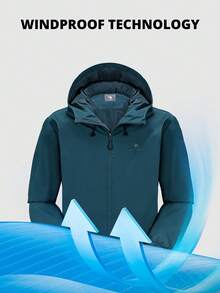 Men's Waterproof Lightweight Jacket, Hooded Windbreaker Suitable For Outdoor Hiking - Blue - View 5