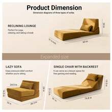 Kapeetoo Chairs For Bedroom Recliner Chair Room Decor Bedroom Decor Couches For Living Room - 黃色 - 查看 6