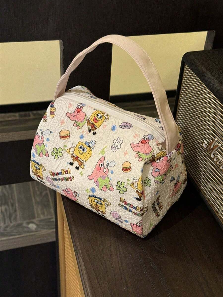 SpongeBob SquarePants 1个海绵宝宝主题化妆包 - 可爱的卡通收纳袋，方便的化妆洗漱包，户外旅行收纳包，大容量3D手提包，可装各种化妆品 - 彩色 - 查看 1