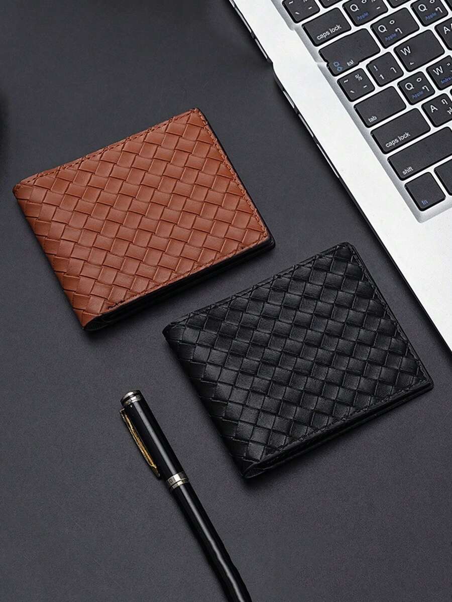 1pc Men's Woven Pattern Fashion Business Casual Multifunctional Clutch Wallet Card Holder - Multicolor - View 1