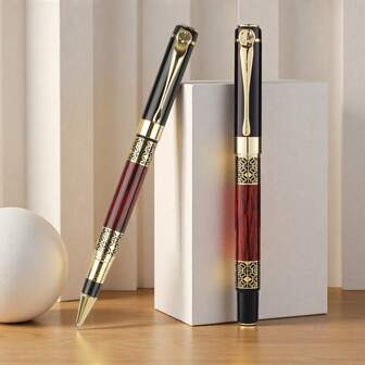 一款优雅的中式圆珠笔，书写流畅，适合练习书写和记日记，是送给男士和女士的高端商务礼品笔，也适合学生练习书法，笔芯可替换。