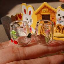 Mini Realistic Doll House, Miniature Cherry Tulip Glass Cup Dollhouse Decor Toy - Multicolor - View 6