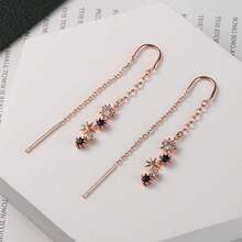 4 Pcs Star Chain Tassel Threader Earrings For Women Silver Lightweight Star Beaded Curved Ear Line Wave Dangle Drop Earrings Minimalist Charm Long Threader Earrings Set,E-RoseGoldStarThreaderEarrings - E-RoseGoldStarThreaderEarrings - Xem 5
