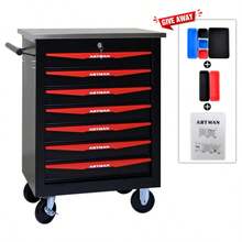 Double Door Clapboardl Multifunctional Tool Trolley - Black & Red (BLAK&RED) - Multicolor 5 - View 3