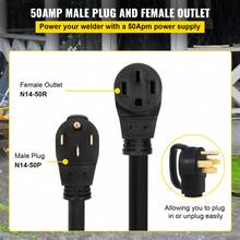 50 FT 50 Amp RV Extension Cord NEMA N14-50P To N14-50R, 125 / 250V Heavy Duty STW 6/3+ 8/1 RV Power Cord, For EV Charging And RV Trailer Campers - 50 Ft - View 5
