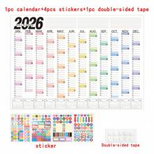 1 套（1 个日历 + 4 个贴纸 + 1 卷双面胶带）2026 年 1 月至 2026 年 12 月，12 个月周期日历和个人计划用品 - （29.21 英寸 * 20.66 英寸纸质日历） - 彩色 - 查看 11