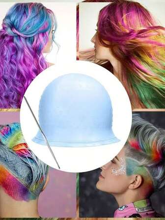 2个装硅胶挑染帽染发工具，带挂钩，方便染发，沙龙专业配件