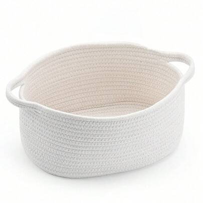 1 Cute Woven Storage Basket With Handle, Suitable For Gift Giving, Storage Decoration Organizer Toy Storage Basket