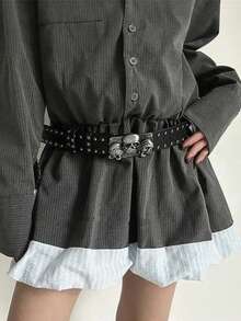 Designer Belt For Women, High Quality, Luxury Brand, Punk, Goth, Rivet, Black Jeans, Unisex Men's Belt, Paw Print, Skull Buckle, Waistband