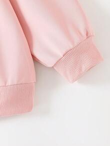 女童休闲设计字母印花运动女童连帽衫女童长袖连帽运动衫 女童秋冬 - 粉色 - 查看 7