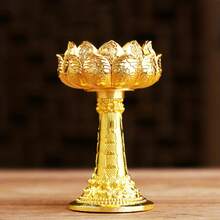 优雅金色金属单件烛台 - 设计精巧，无香型，七星高脚 - 家居及佛教寺庙装饰的理想之选