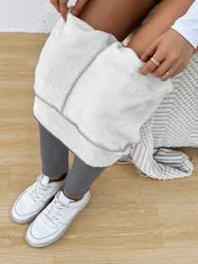 Quần bút chì bó sát lót nhiệt cạp cao, quần legging giữ nhiệt co giãn cho nữ, Cross Border - Màu Xám nhạt - Xem 3