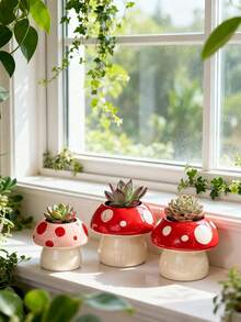 1 chậu trồng cây hình nấm, chậu cây mọng nước nhỏ dễ thương có lỗ thoát nước, thích hợp cho trong nhà và ngoài trời, nhiều màu (đỏ, xanh dương, hồng, xanh lá cây), trang trí ngoài trời hình nấm, chậu trồng cây hình nấm mini vui nhộn, lưu trữ trên bàn phòng khách, trang trí ban công - Nhiều màu - Xem 4