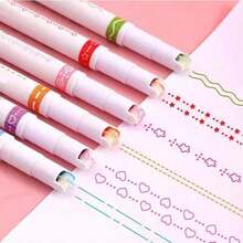 1/3/6pcs Wave Flower Outline Roller Ball Pens, 6 Colors Mix, Student DIY Line Roller Pens, Creative Quick-Dry Curve Pens Diy Pens, Outline Pens, Chunky Crayons, Kids Paints, Christmas Stocking Fillers, Advent Calendar Kids, Kids Games, Christmas Stocking Filler, Christmas Crackers,Skin Care For Kids,Colours,Multi Color Pen - 彩色 - 查看 1