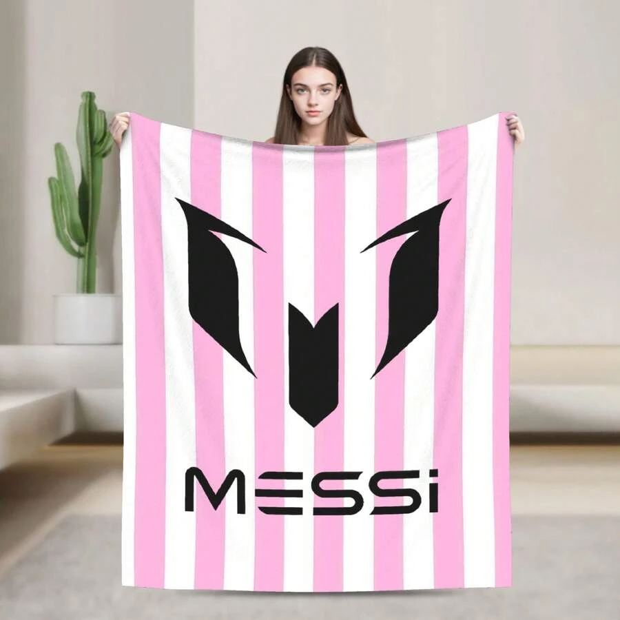 Flannel Blanket Football Soccer Flannel Blanket Lionel Awesome Messied Throw Blanket For Home 150*125cm Plush Thin Quilt,The Perfect Christmas Gift. - 11 - View 1