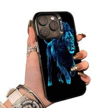Funda de Adecuada para iPhone11/11 Pro/11Pro max/12/12 Pro/12 Pro max/13/13 Pro/13 Pro max/14/14 Pro/14 Pro max/14 PLUS /15/15 Pro/15 Pro max/16/16 Pro/16 Pro max Series teléfono para, bonita, moderna, estética, con patrón de protección,Pascua, Navidad, Novia, Amiga, Regalo, Funda Protectora de Carcasa Suave, Funda de Móvil para Parejas Es perfecto como regalo para el Día de la Madre, cumpleaños o aniversarios para tus seres queridos Funda Antigolpes Para Iphone Y Otros Leon Azul Neon Brillante Animal Salvaje - Blanco Transparente-456 - Ver 7