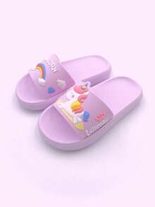 1双儿童软底小马拖鞋，适合室内/室外、居家、浴室、泳池、夏季穿着 - 紫色 - 查看 14
