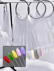 50 consejos Carta de colores de esmalte de uñas en gel de doble capa, abanico ovalado con pintura interior y exterior para exhibición de arte de uñas