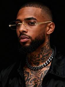 1 Pair Men's Frameless Vintage Transparent Glasses, Casual & Fashionable, Suitable For Daily Reading, Commuting, Beach Leisure, Retro Y2K Basic Style, Business & Casual Gift Choice. - Clear - View 4
